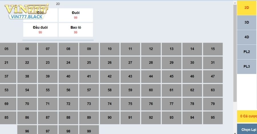 Người chơi thoải mái lựa chọn các hình thức chơi tại xổ số VIN777